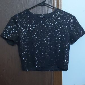 Forever21 black sequins crop top